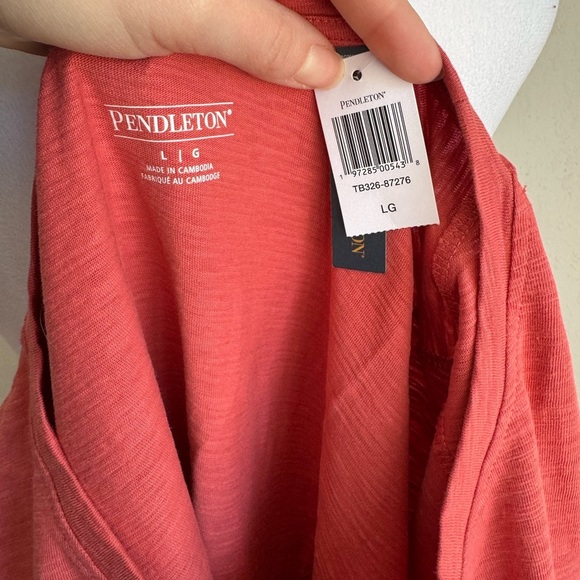 NWT Pendleton Salmon 100% Cotton Long Sleeve Basic Tee Womens L Closet Staple - Picture 4 of 5